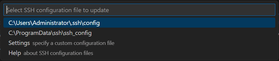 Remote-SSH: Open SSH Configuration File