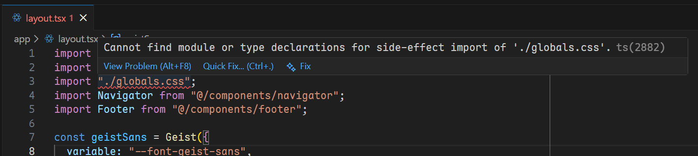 CSS import error in VS Code